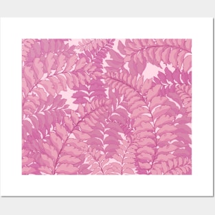 Pink tropical leaves pattern Posters and Art